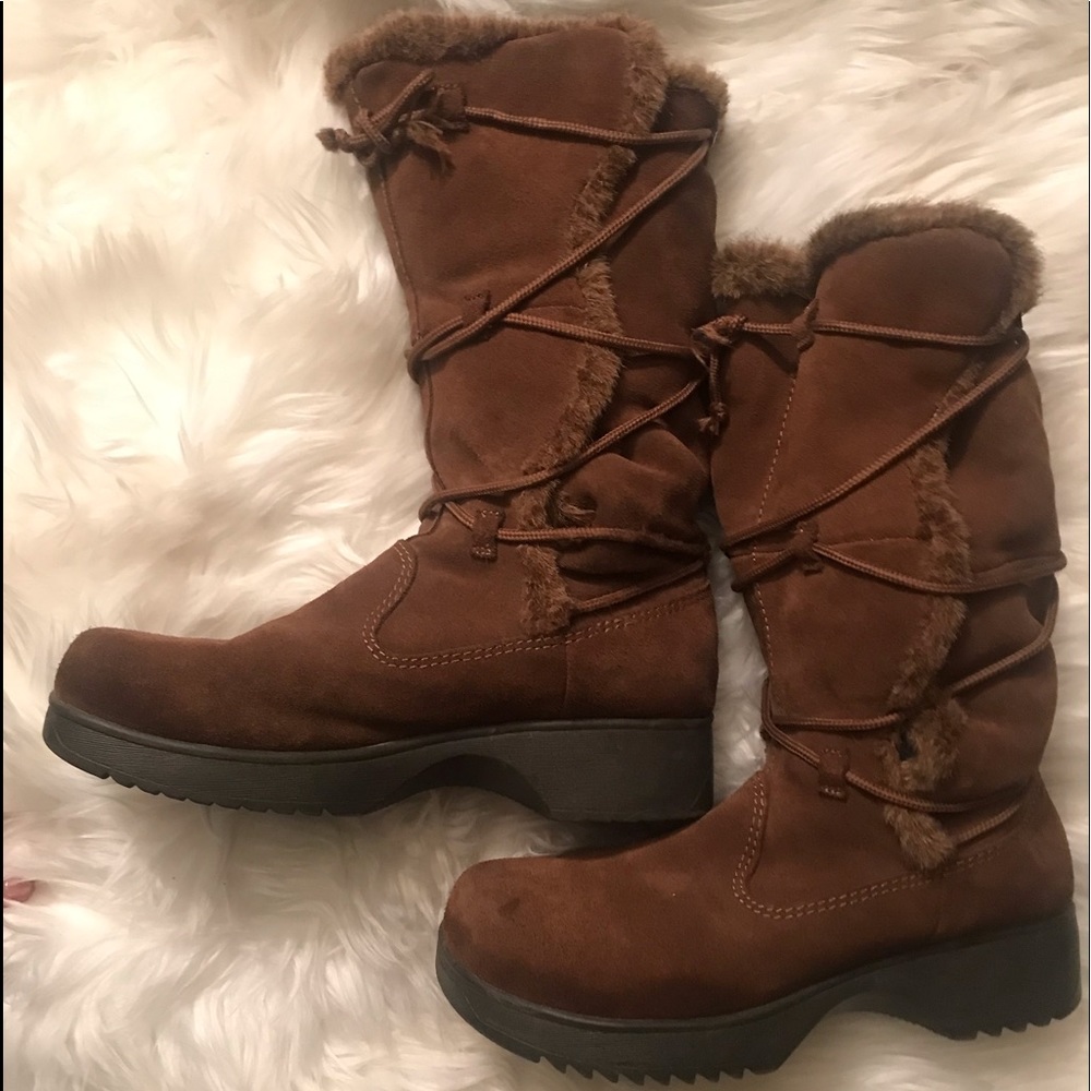 Report Brown Suede Fur Lines Boots